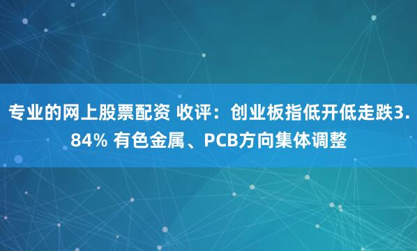专业的网上股票配资 收评：创业板指低开低走跌3.84% 有色金属、PCB方向集体调整